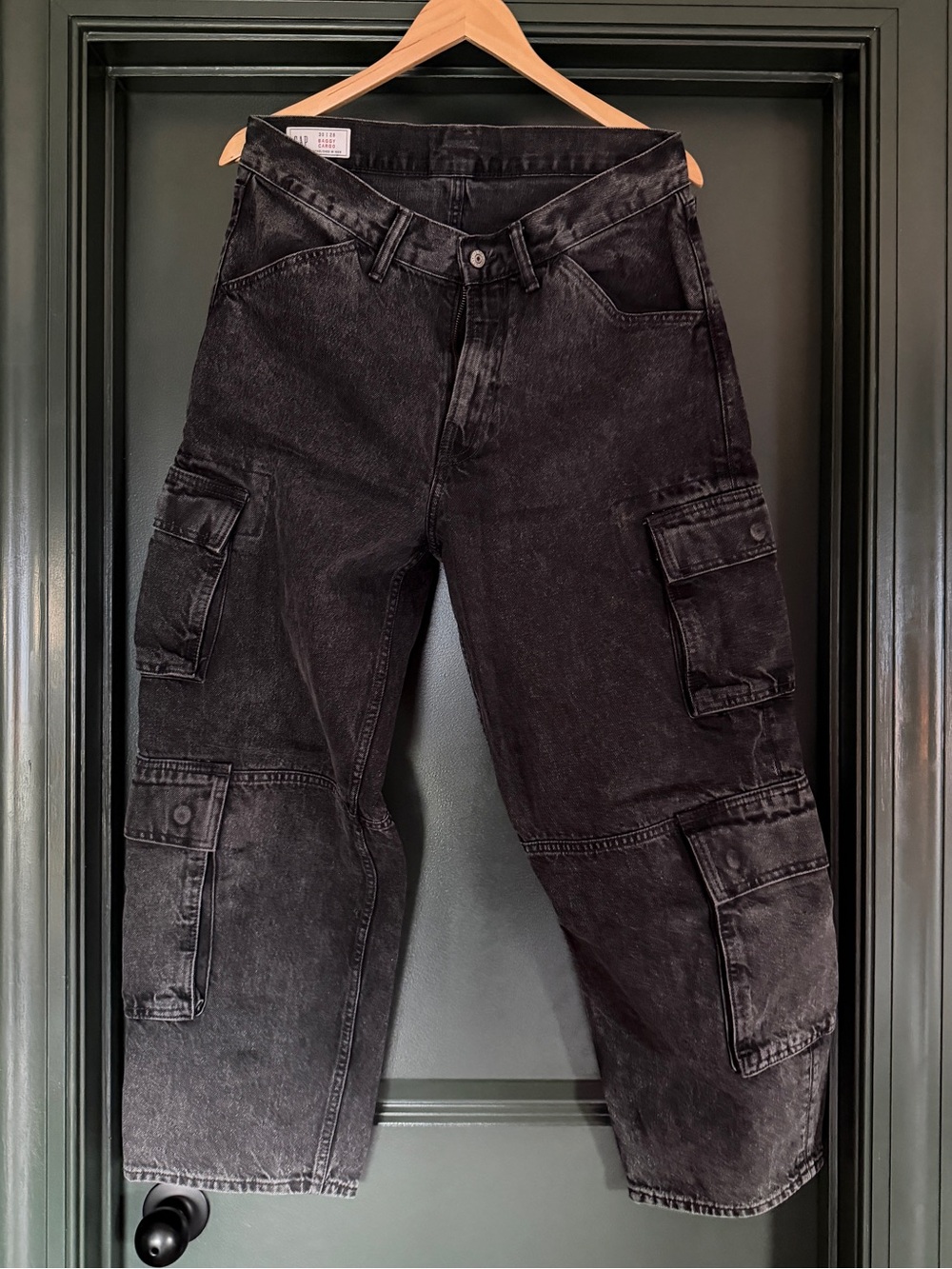 Gap Black Washed Baggy Cargo Jeans